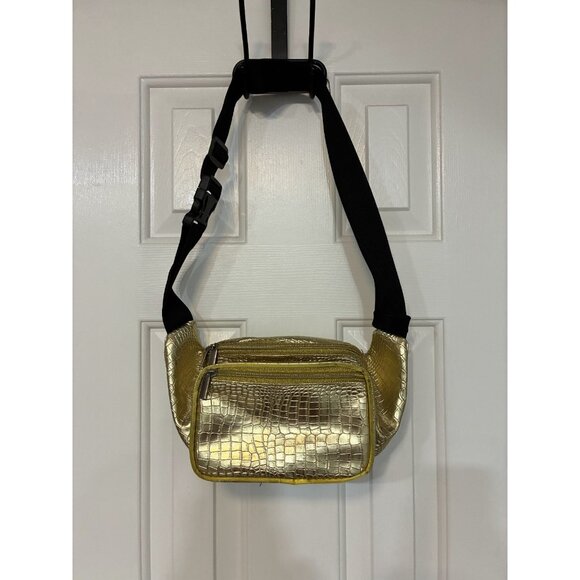 Sojourner Bags  Gold Fanny Pack Alligator Print - Picture 1 of 3